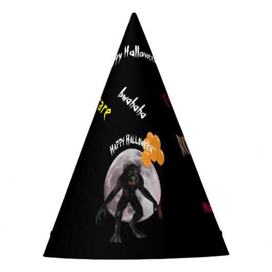 Halloween Werewolf met ballonnen Feesthoedjes (Voorkant)