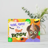 Halloween Werewolf Monster Birthday Kaart (Staand voorkant)