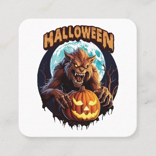 Halloween Werewolf Vierkante Visitekaartje (Voorkant)