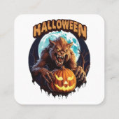 Halloween Werewolf Vierkante Visitekaartje (Achterkant)