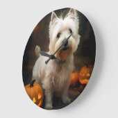 Halloween West Highland White Terrier Pumpkins Grote Klok (Hoek)