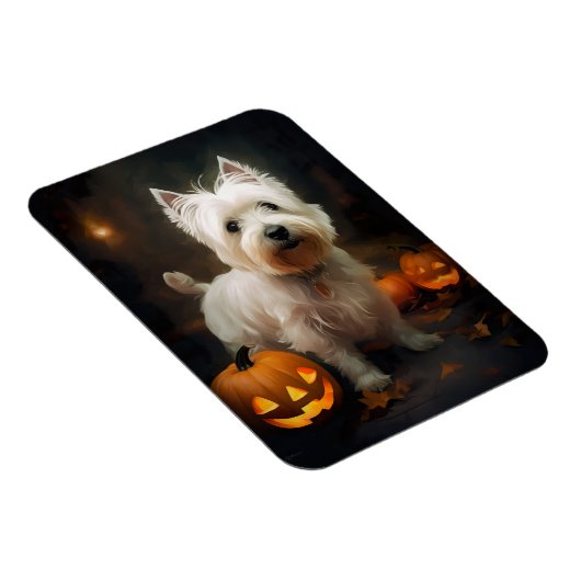 Halloween West Highland White Terrier Pumpkins Magneet (Rechterzijde)
