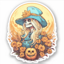Halloween Western Cowgirl Skelet Bloemen Pompoen