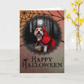 Halloween - Westie - Dame Kaart (Gele Bloem)