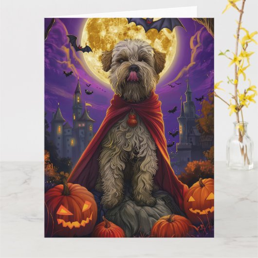 Halloween Wheaten Terrier Vampire Pumpkins eng Kaart (Gele Bloem)