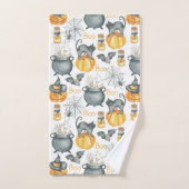 Halloween Whimsical Cauldron et Motif de chats (Serviette à main)
