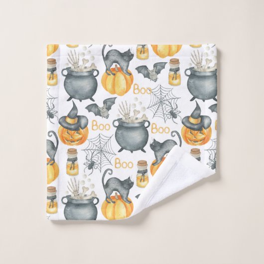 Halloween Whimsical Cauldron et Motif de chats (Gant de toilette)