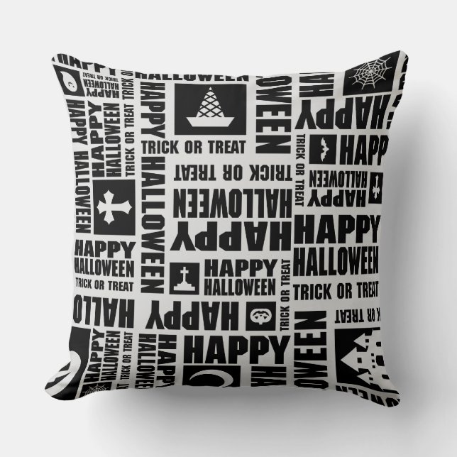 Halloween Whimsical Cool Funny Black Kussen (Voorkant)