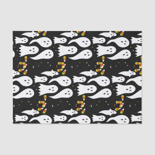 Halloween Whimsical Ghosts & Candy Corn Custom Tissuepapier (Voorkant)