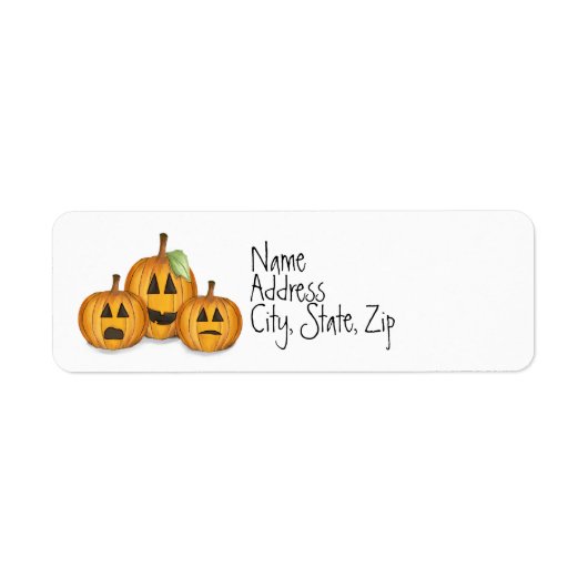 Halloween Whimsical Pumpkins Jack O'Lantern Etiket (Voorkant)
