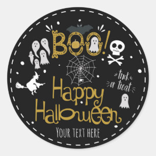 Halloween Whimsy Hand Getekende Kostuumfeest Ronde Sticker