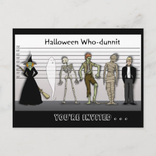 Halloween Who-Dunnit Invite Uitnodiging Briefkaart