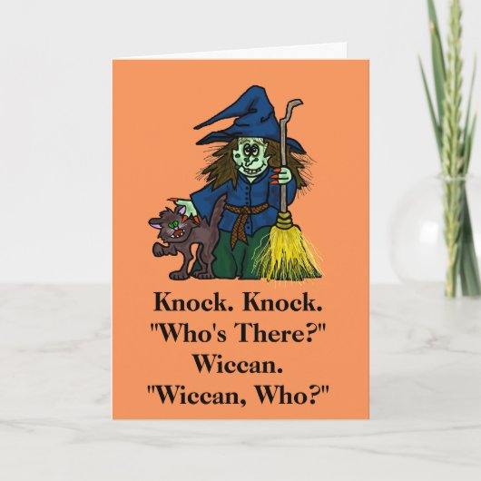 Halloween Wiccan Knock Knock Joke Kaart (Voorkant)