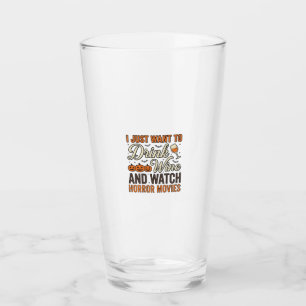 Halloween Wijn Horror Films Vintage Shirt Ontwerp_ Glas