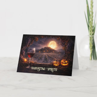 Halloween Wijn Wijngaard Wijnkolder Schattig Feestdagen Kaart