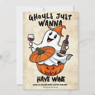 Halloween Wijnfeest Uitnodiging - Geesten Willen W