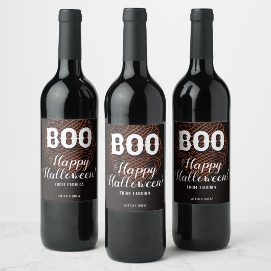 Halloween Wine Label Boo Wijn Etiket (Flessen)