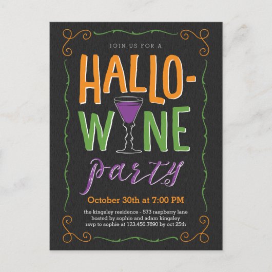 Halloween Wine Party Invitation Briefkaart (Voorkant)