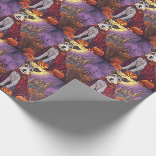 Halloween Wirefox Terrier Vampire Pumpkins eng Cadeaupapier (Hoek)
