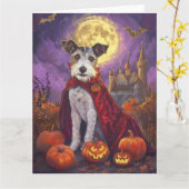 Halloween Wirefox Terrier Vampire Pumpkins eng Kaart (Gele Bloem)