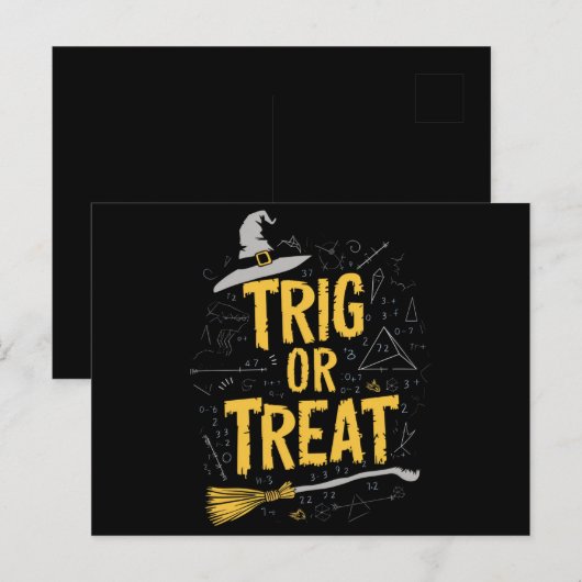 Halloween Wiskunde leraar Trig of Treat School Briefkaart (Voorkant / Achterkant)