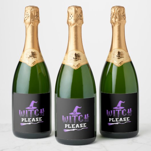 Halloween Witch Alsjeblieft Sparkling Wijnetiket (Flessen)
