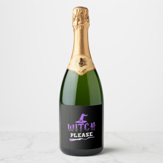 Halloween Witch Alsjeblieft Sparkling Wijnetiket (Voorkant)