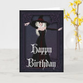 Halloween Witch Automne saison Bonne carte d'anniv (Fleur jaune)