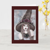 Halloween Witch avec carte de chatte par Renee Lav (Fleur jaune)