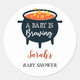 Halloween Witch Baby shower, aangepaste naam Ronde Sticker