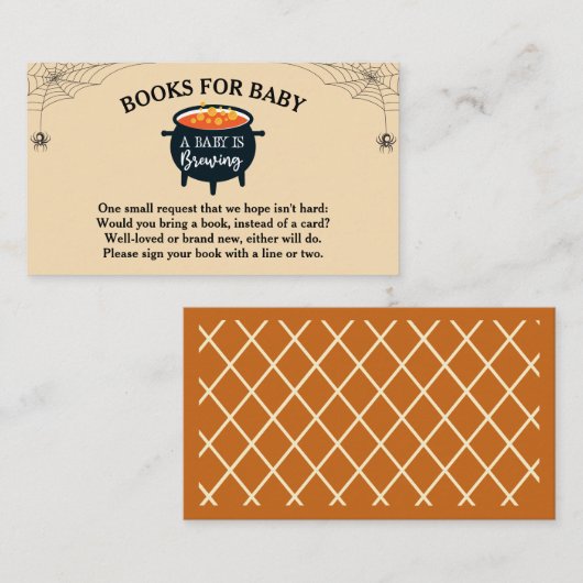 Halloween Witch Baby shower Books for Baby Informatiekaartje (Voorkant / Achterkant)