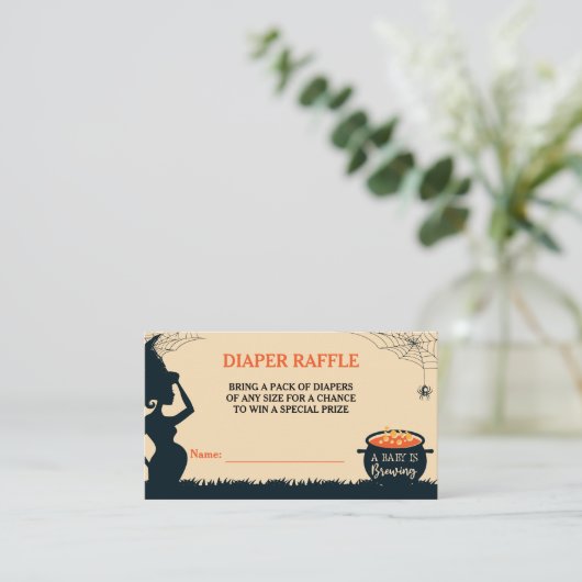 Halloween Witch Baby Shower Diaper Raffle Informatiekaartje (Staand voorkant)