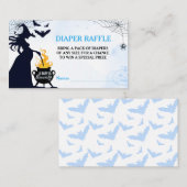 Halloween Witch Baby shower Luier Raffle Blauw Informatiekaartje (Voorkant / Achterkant)