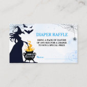 Halloween Witch Baby shower Luier Raffle Blauw Informatiekaartje (Voorkant)