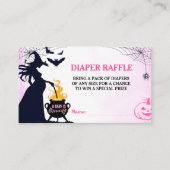 Halloween Witch Baby shower Luier Raffle Roze Informatiekaartje (Voorkant)