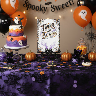 Halloween Witch Baby shower - Twins zijn aan het b Kaart
