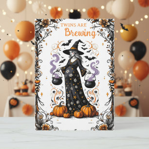 Halloween Witch Baby shower - Twins zijn aan het b Kaart