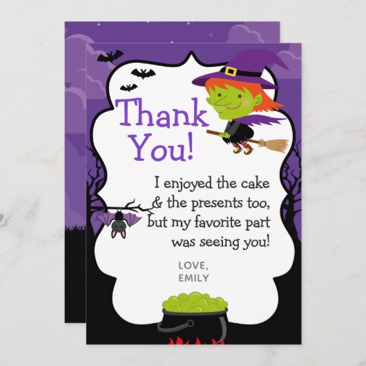 Halloween Witch Bedankt kaarten (Voorkant / Achterkant)