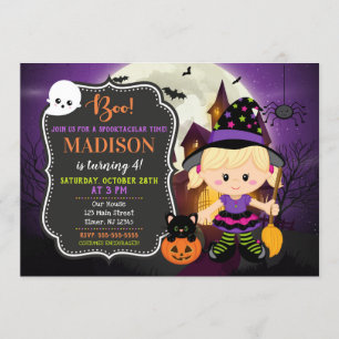 Halloween Witch Birthday Uitnodiging