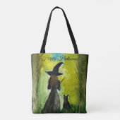 Halloween Witch Black Cat Waterverf Modern Draagtas (Achterkant)