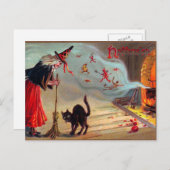  Halloween Witch Black Cats briefkaart (Voorkant / Achterkant)