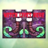 Halloween Witch Boots Whimsical Paarse Groen Raamsticker (Vel 3)