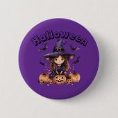 Halloween Witch Button Pin (Voorkant)