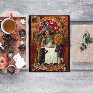  Halloween Witch Casting Spell met hand Kaart