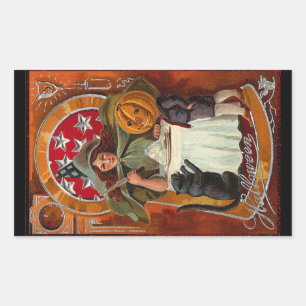 Halloween Witch Casting Spell met hand Rechthoekige Sticker