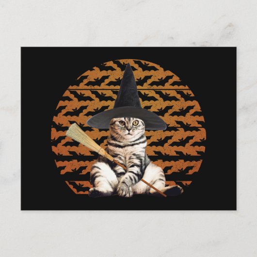 Halloween Witch Cat Briefkaart (Voorkant)