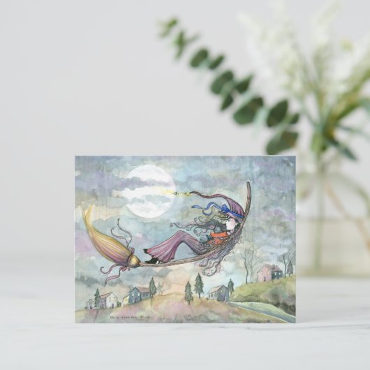 Halloween Witch Cat Briefkaart beroemd gemaakt doo (Staand voorkant)