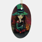 Halloween Witch Cat en Jack-o-Lantern Ornament (Rechts)