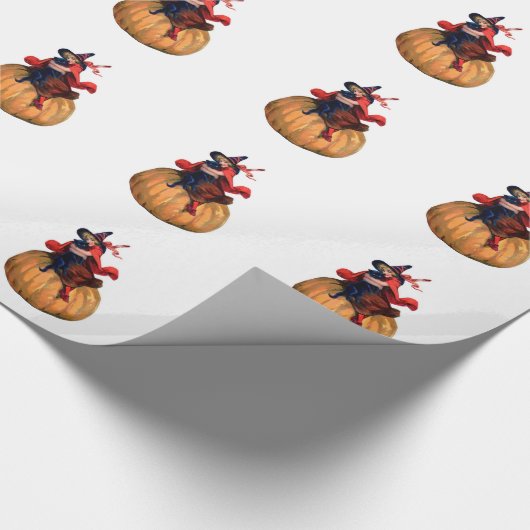 Halloween Witch, Cat en Pumpkin Cadeaupapier (Hoek)