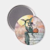 Halloween Witch Cat Magnet par Molly Harrison (Recto/Verso)